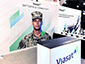 The early stages of a SketchBot mosaic being created at the Viasat booth.