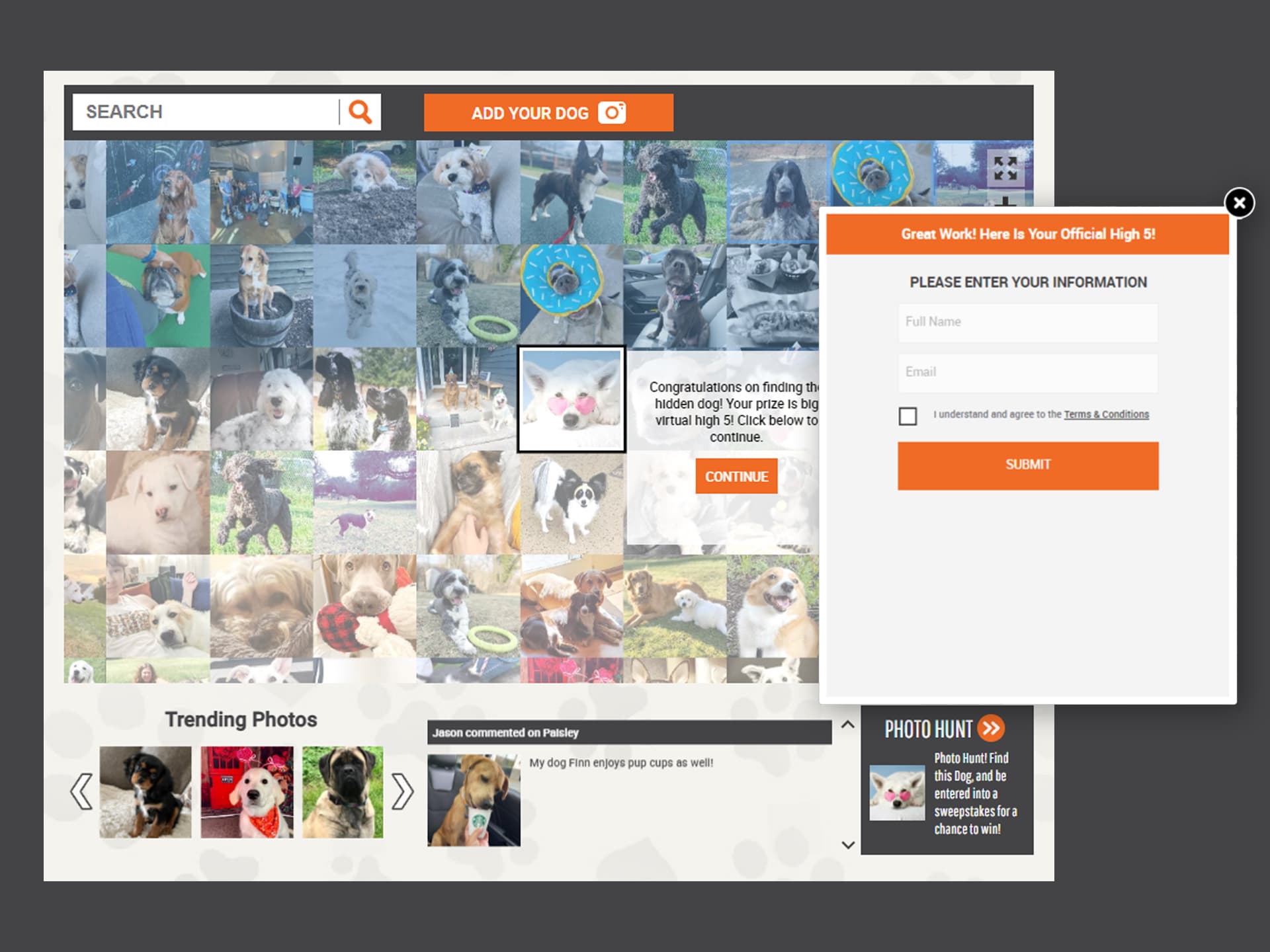Interactive online photo mosaic with example of user submission page