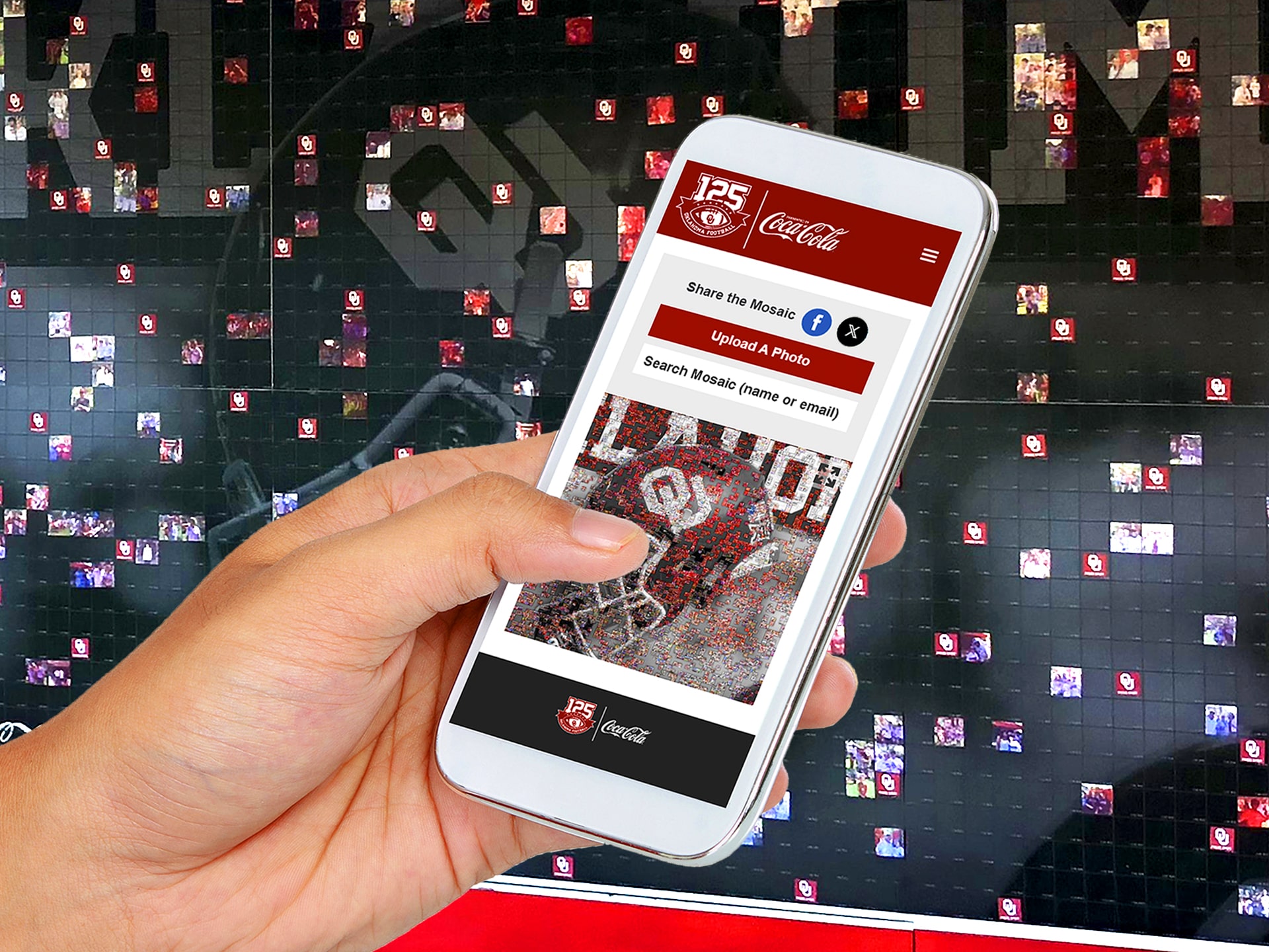 Landing page for supporters to submit photos for inclusion in the Coca-Cola mosaic