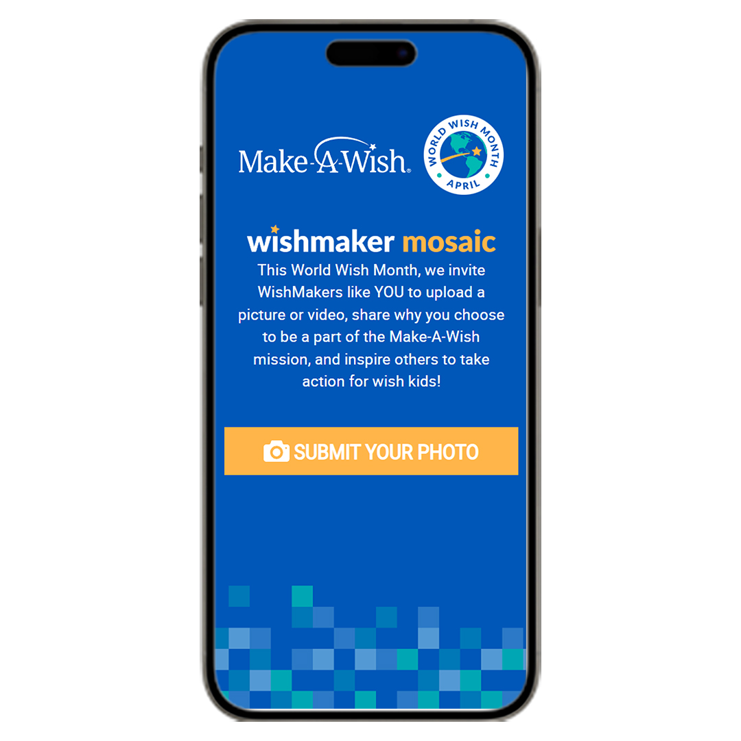 WishMakers Mosaic submission page on an iPhone