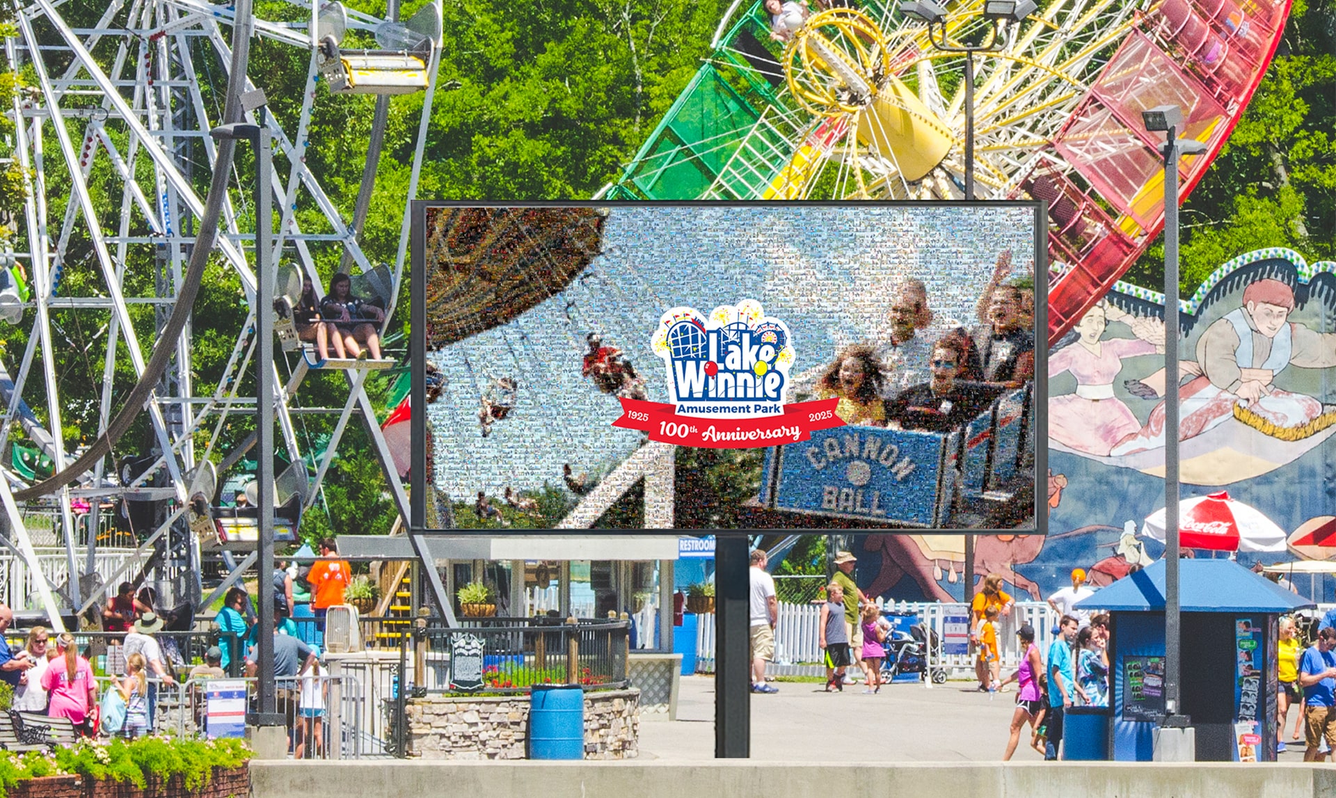The digital mosaic displayed for all to see in Lake Winnie Amusement Park