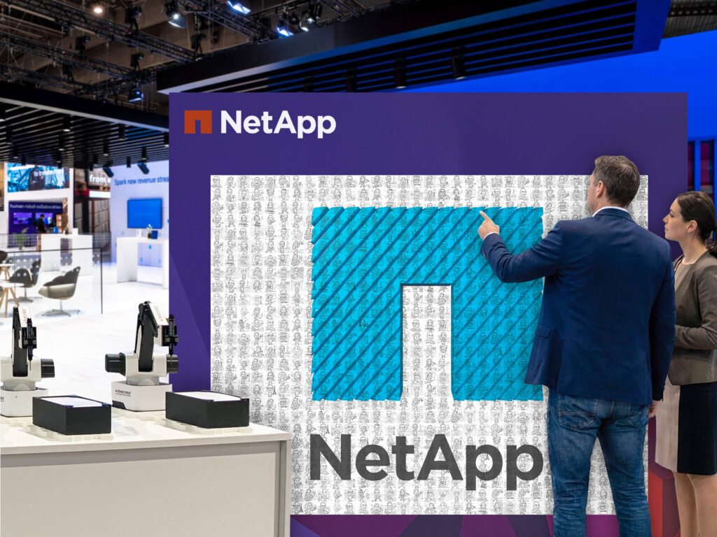 SketchBots stun with a mosaic wall of robotic draw portraits with NetApp