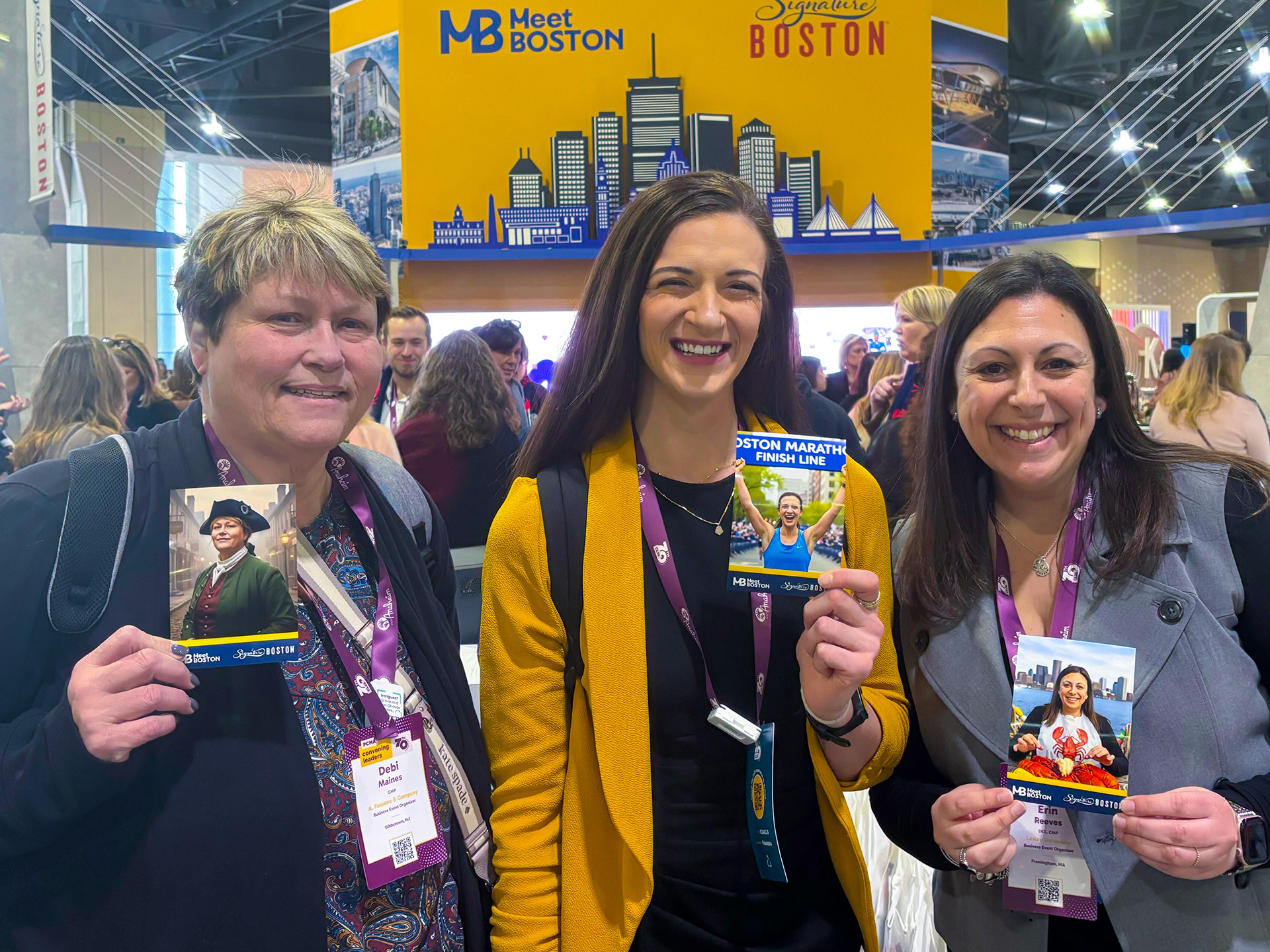 Guests holding up their printed takeaway of their Ai persona