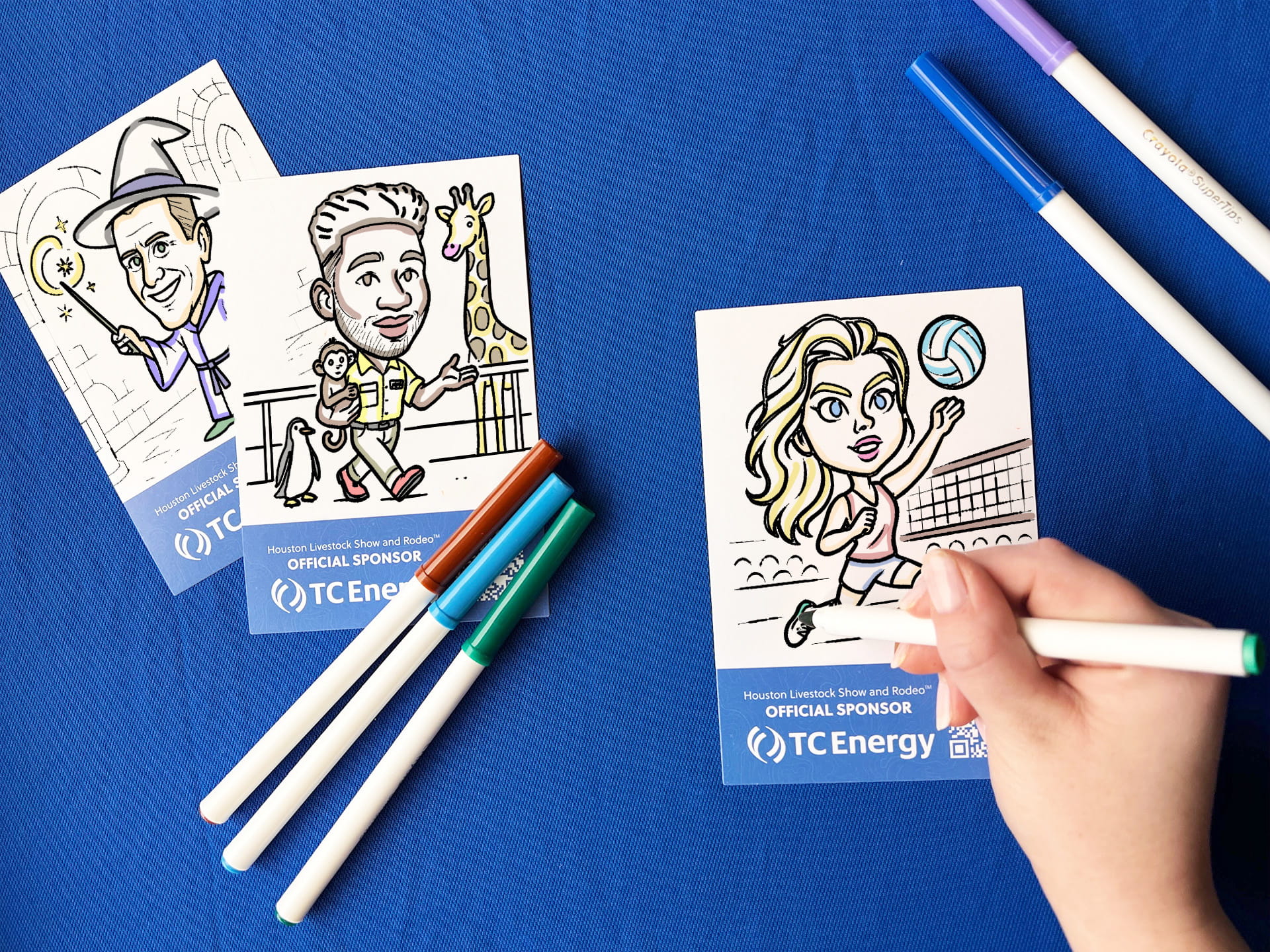 Close-up of a guest coloring in their sketch