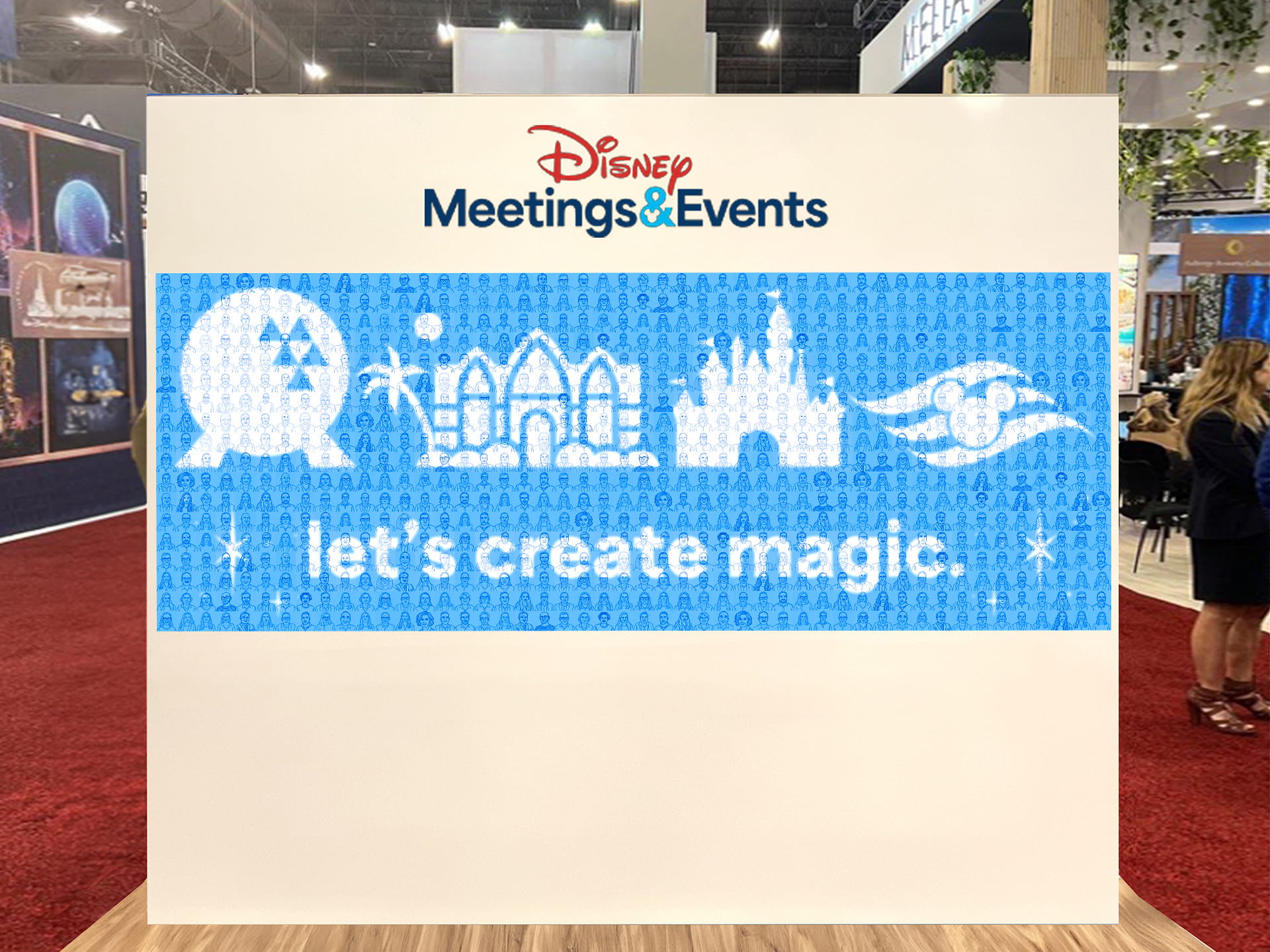 Completed Disney-themed SketchBot Mosaic filled with sketched portraits