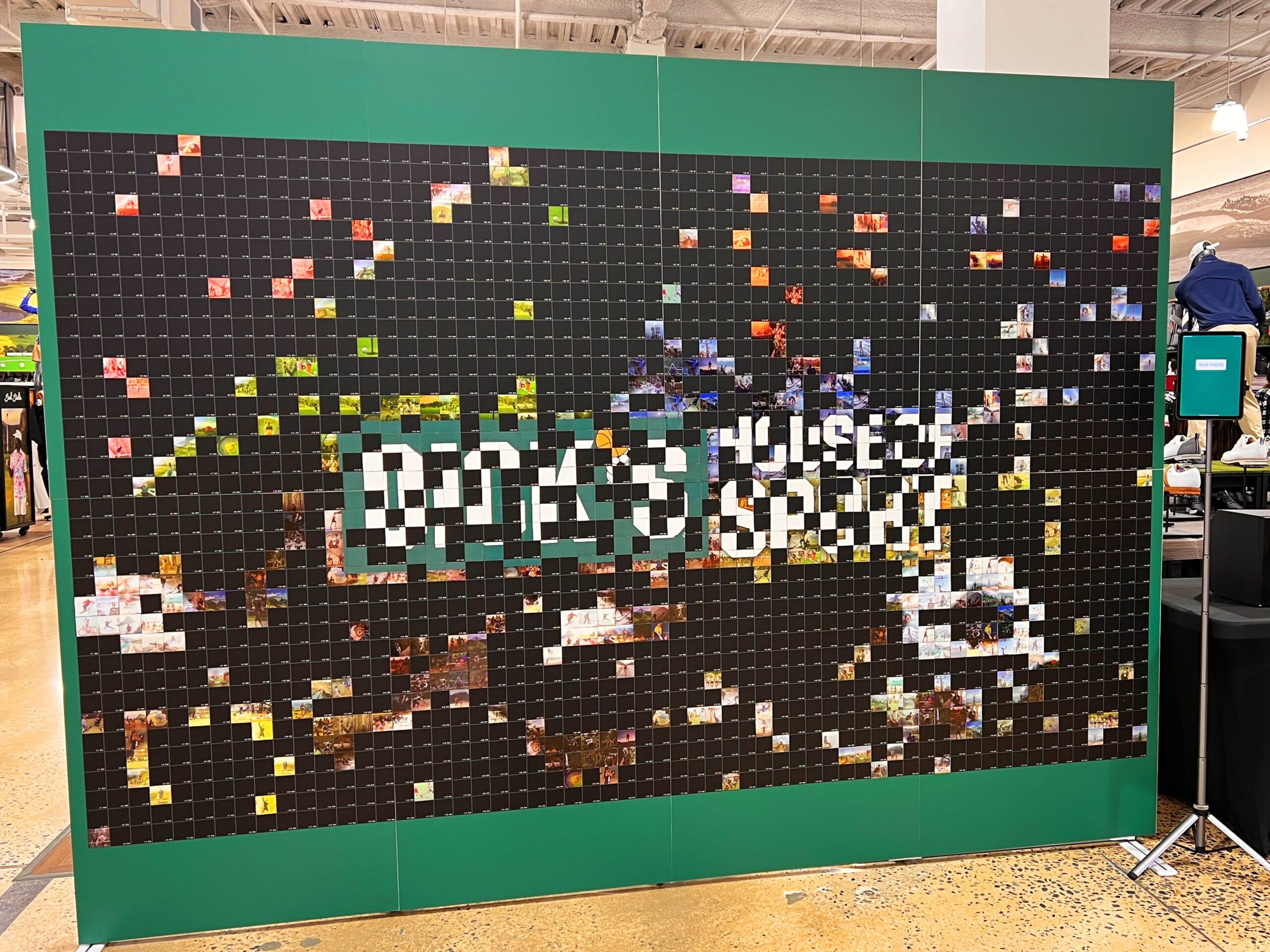 Partially finished mosaic wall showing off the mosaic set up in the Pittsburgh store