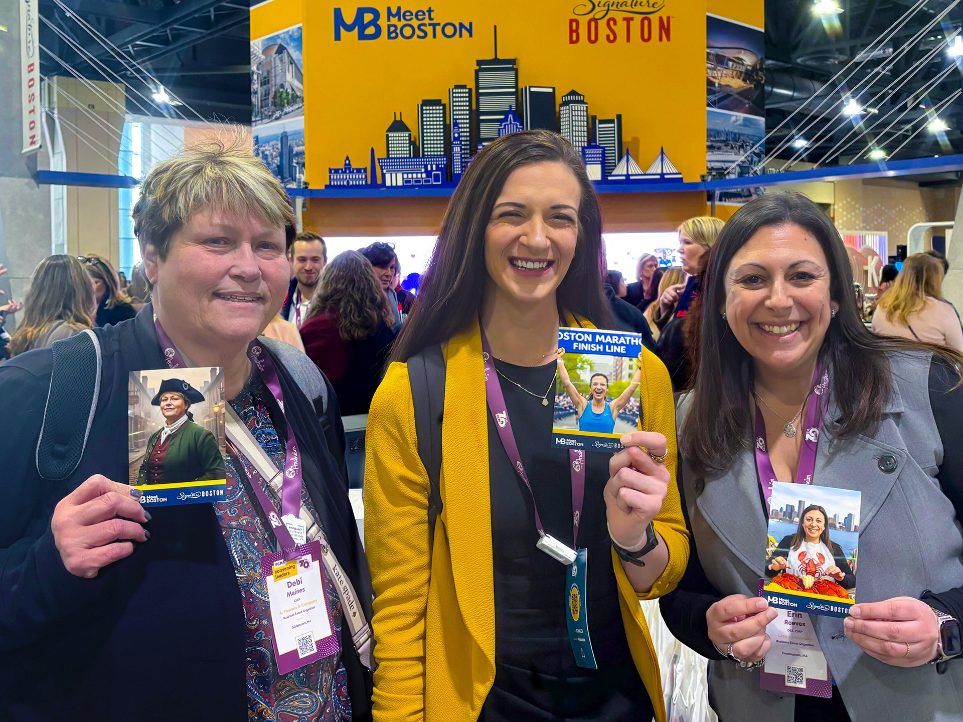 Guests holding up their printed takeaway of their Ai persona