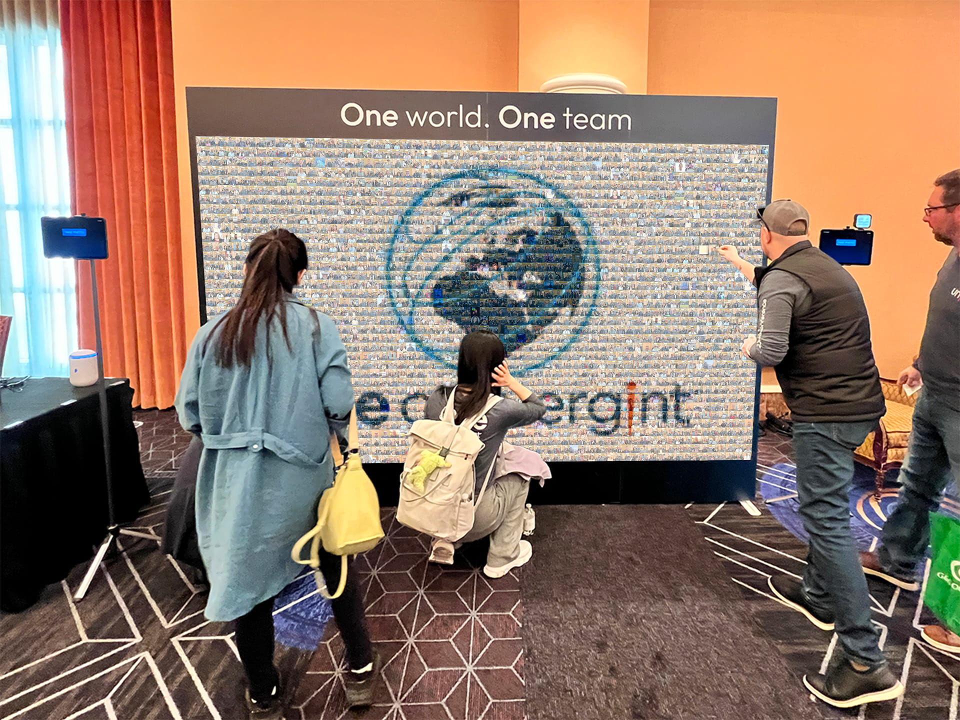 Guest completing Verde's photo mosaic wall