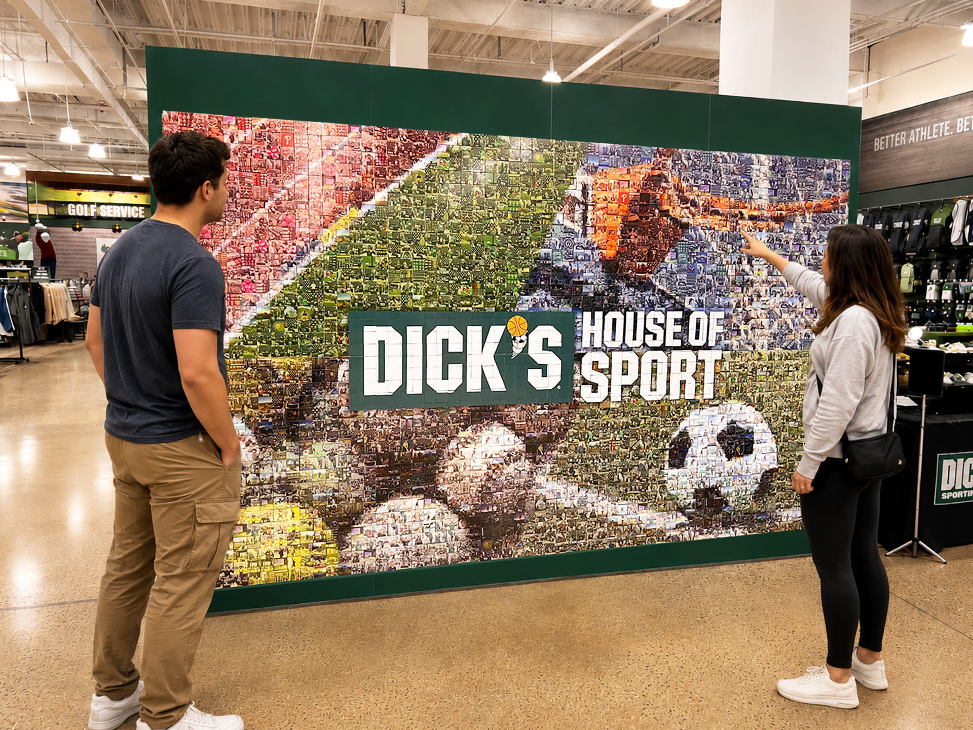 Boston's House of Sport Store completed photo mosaic wall