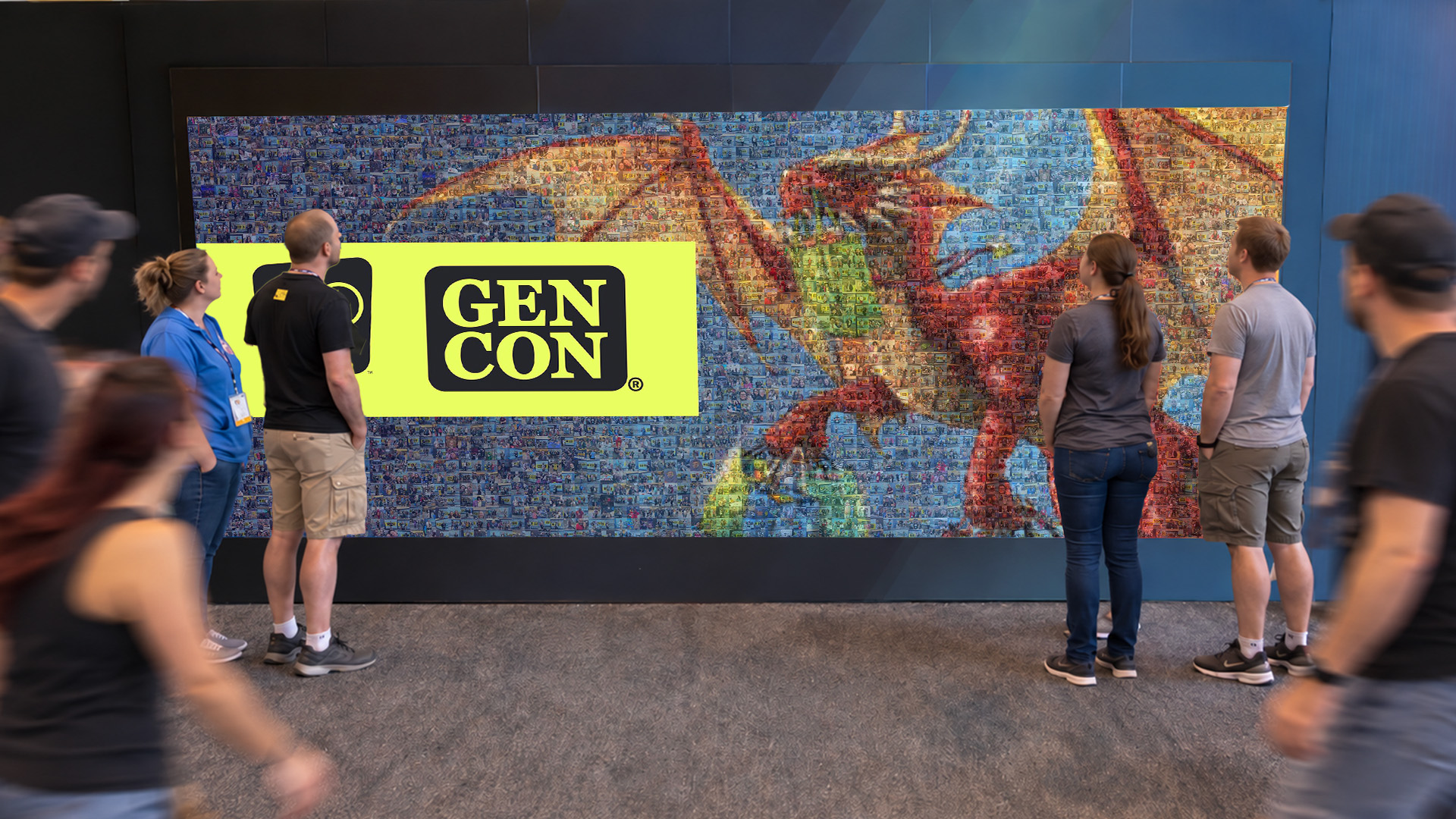 Timelapse image of guest interacting with the mosaic