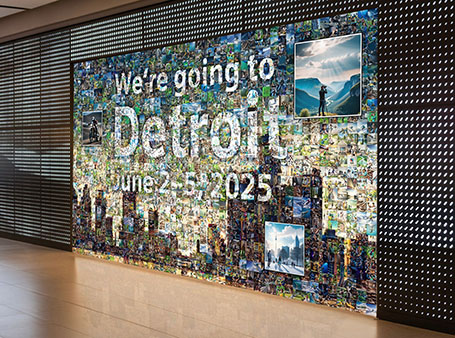 Detroit themed digital Ai photo mosaic with pop out animation