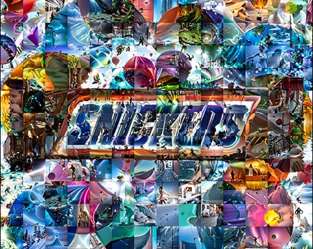 Snickers theme Ai mosaic integrating guests hobbies and passions in each tile