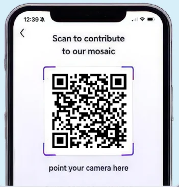 Phone showing Scan to contribute to our mosaic.