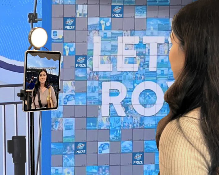 Interactive iPad photo station at a live event.