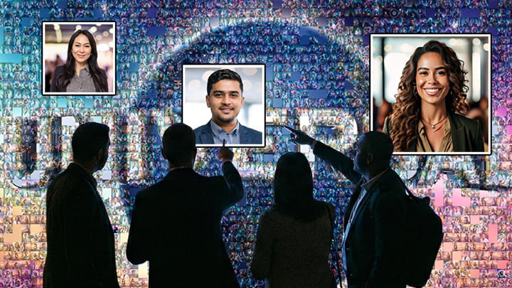 Real-time digital photo mosaic display integrating attendee photos during a live event