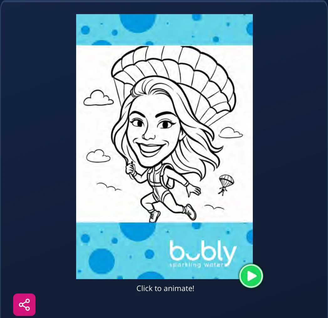 Animated sketch sharing via email and social media.