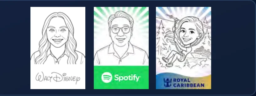 Branded SketchBot takeaway sketches with custom logos.