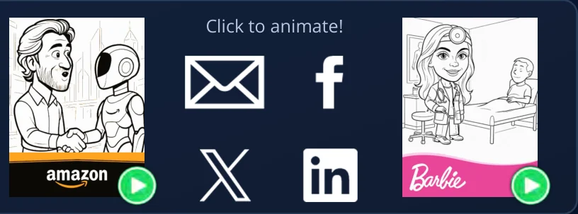 Animated sketch sharing via email and social media.