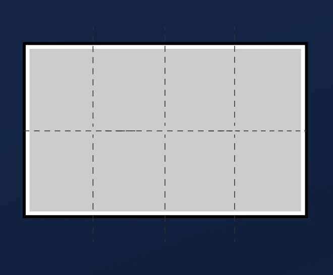 Diagram of a mosaic grid mounted flat against an existing wall.