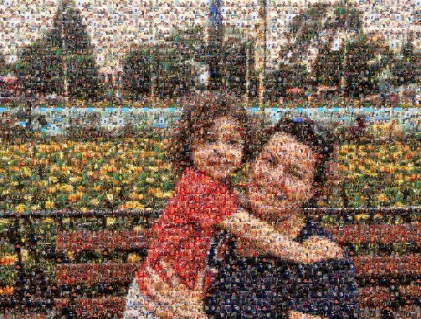 Mother and Child Among the Flowers photo mosaic