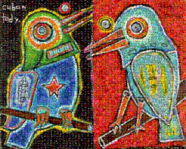 Abstract Birds photo mosaic
