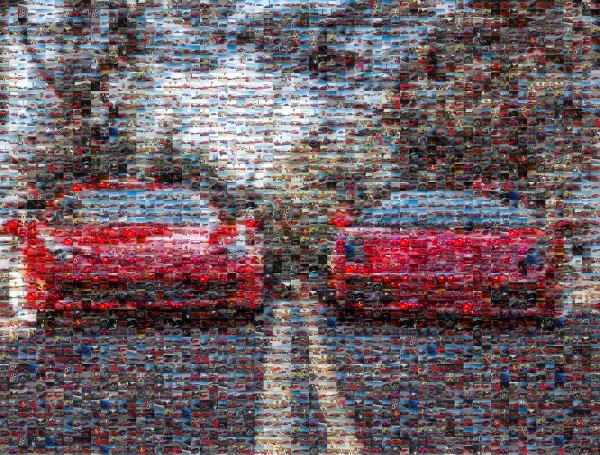 Two Red Sports Cars photo mosaic