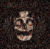 Album Cover album cover dark skulls wings text words letters fantasy costumes