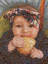 baby portrait cute munch nibble bandanna faces people closeup