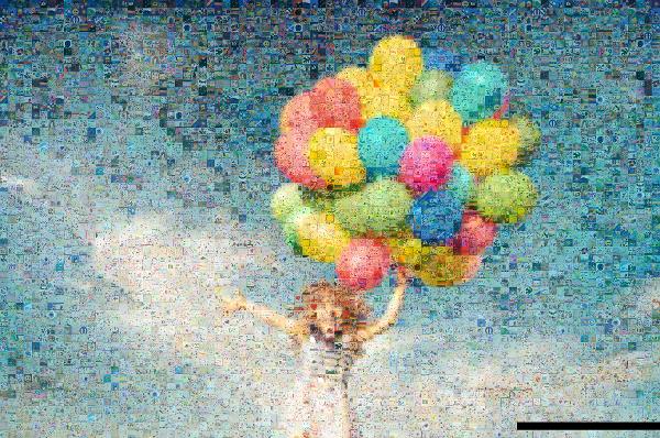 Girl with Balloons photo mosaic