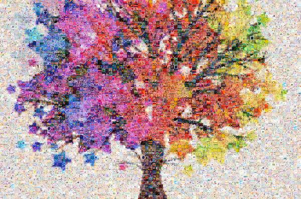 Abstract Tree Made of Drawings photo mosaic
