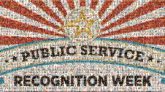 public service recognition organizations community text words letters graphics stars celebration awards stripes lines