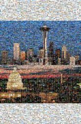 Two Skylines in One skylines cities dc seattle washington capital states travel landscapes space needle buildings skyscrapers sky