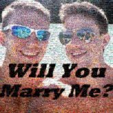 proposal engagement together love relationships partners marriage fiance engaged surprises text words questions letters type font bold people persons faces smiling sunglasses