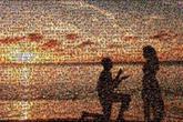 proposal wedding love couple people distant distance silhouette sunset beach landscape
