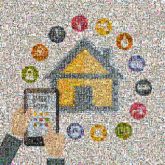 smart homes icons houses symbols graphics logos technology shapes hands phones ipads