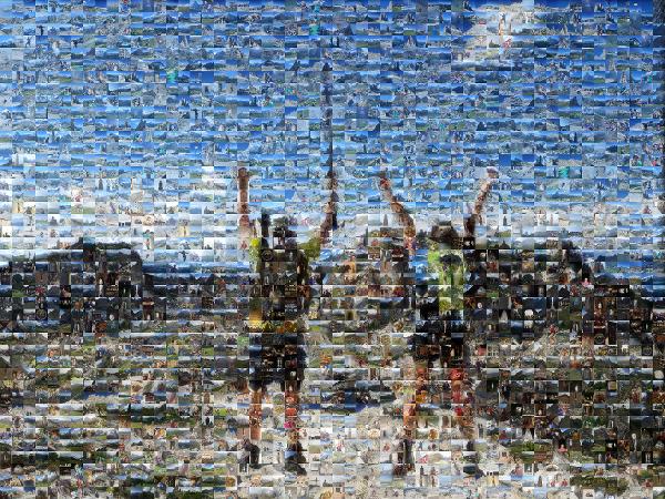 Two Hikers Celebrating photo mosaic