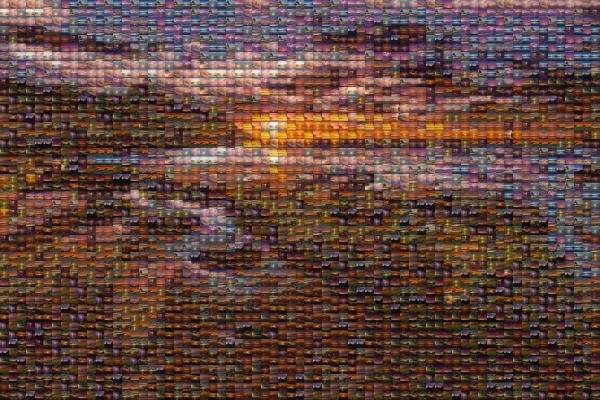 Sunset Landscape photo mosaic