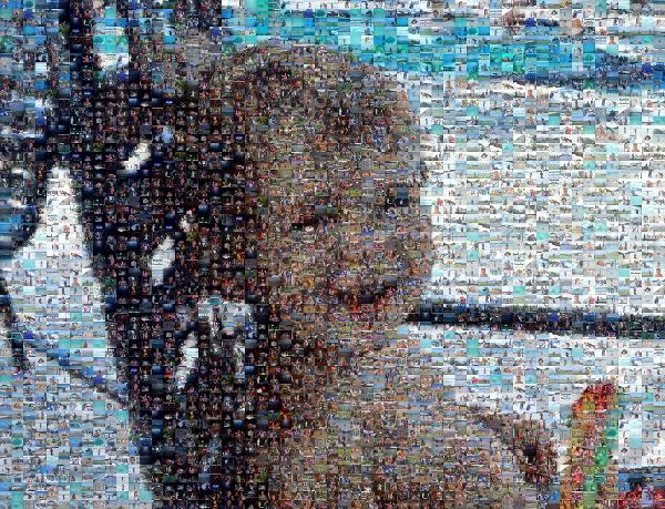 Smiling Child by the Pool photo mosaic