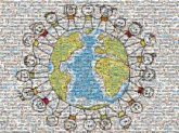Globally United united children earth globe world kids hands together logo emblem symbol illustration graphic