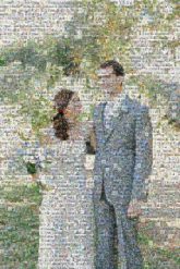married marriage people faces portraits formal wedding husband wife bride groom outdoors outside distant distance