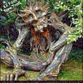 Tree Sculpture Art Video Artist Man-eating tree Image Film Television Plant Trunk Fictional character Woody plant Forest