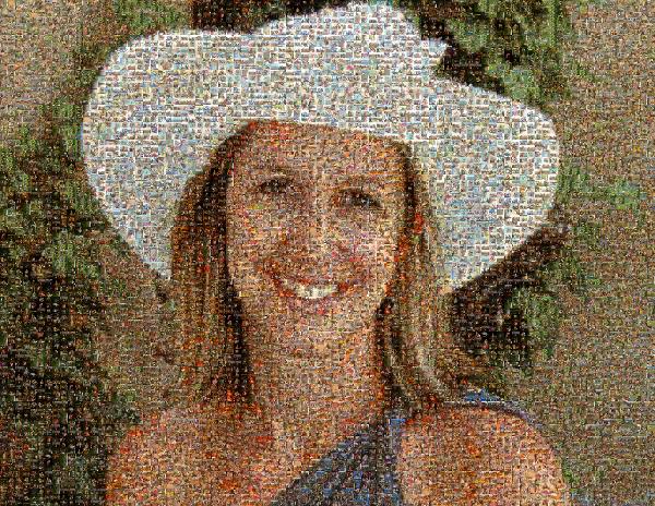Smiling Woman Wearing a Hat photo mosaic
