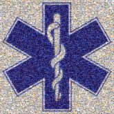 medicine logo symbol ems healthcare professionals paramedics blue white simple emblem 