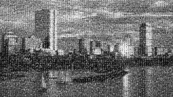 Black and White City Skyline photo mosaic