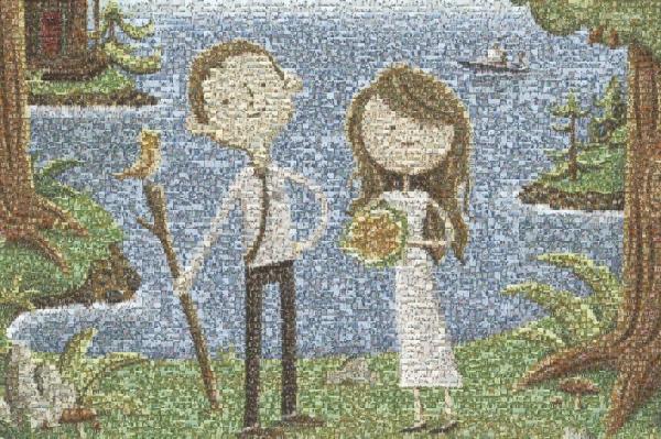 Wedding Illustration photo mosaic