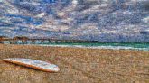 surfing surfboard ocean beaches travel vacations sky clouds water