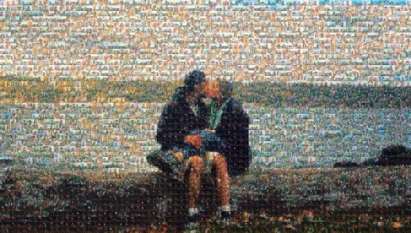 A Lakeside Kiss photo mosaic