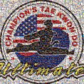 Champion logos graphics icons symbols silhouettes tae kwon do athletic fitness sports martial arts words letters text