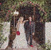weddings people outdoors portraits faces distant distance bride groom man woman married marriage bouquet arches husband wife