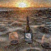 Beer Glass bottle Sky Drink Sunset Beach Vacation Sand Ocean